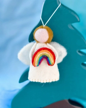 Sale Felt Waldorf Diversity Angel with Rainbow, Light Brown Hair