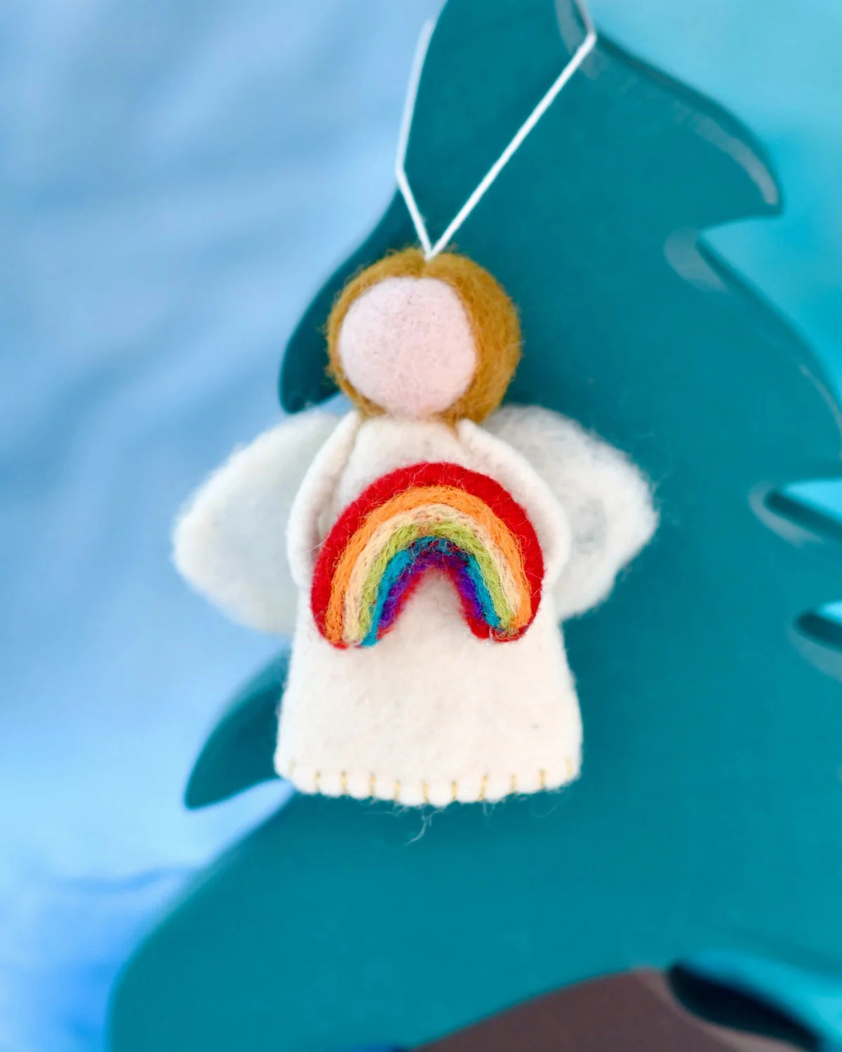 Sale Felt Waldorf Diversity Angel with Rainbow, Light Brown Hair