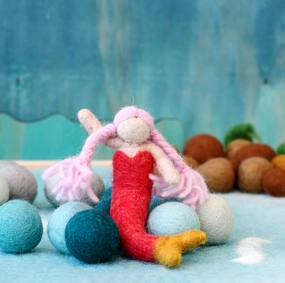 Sale Felt Waldorf Mermaid, Pink Hair