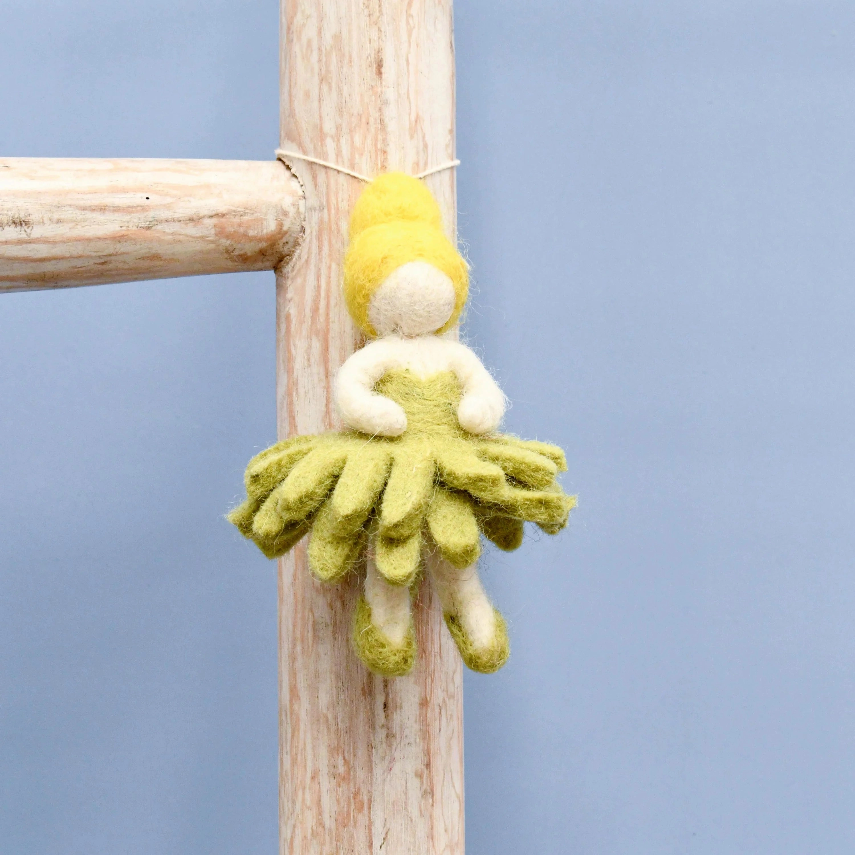 Sale Felt Waldorf Pocket Doll - Olive Green Dress