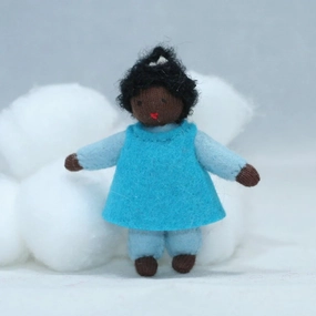 Sale Holiday Helper, Blue Dress, Dark Skin Tone