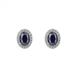 Sapphire Blue Zirconia Oval Pave Surround Stud Earrings E6186 Diamonfire Jewellery