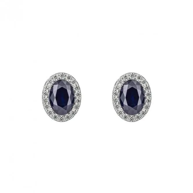 Sapphire Blue Zirconia Oval Pave Surround Stud Earrings E6186 Diamonfire Jewellery