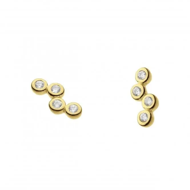 Scattered Zirconia Gold Plated Stud Earrings 3711GCZ Dew Jewellery