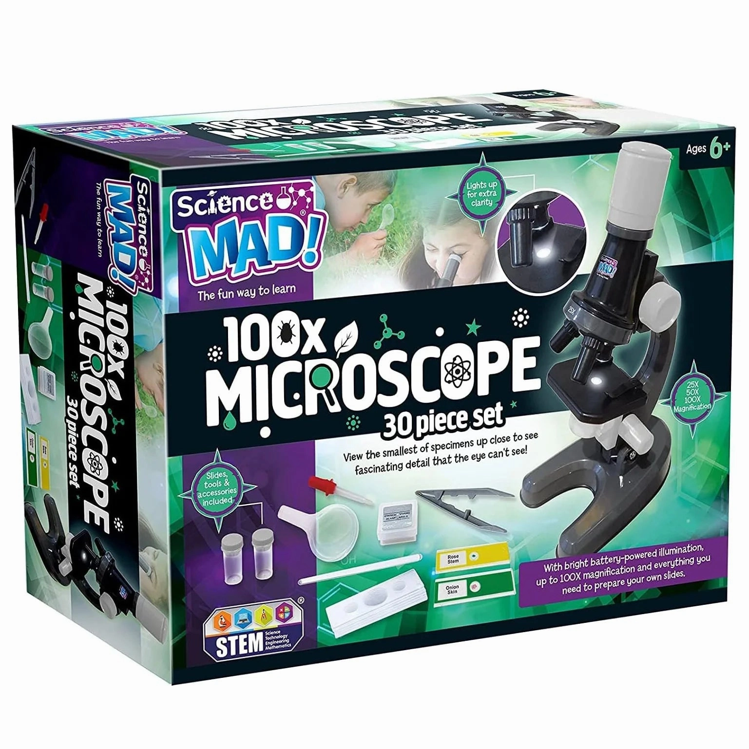 Science Mad 100x Microscope - 30 Piece Set