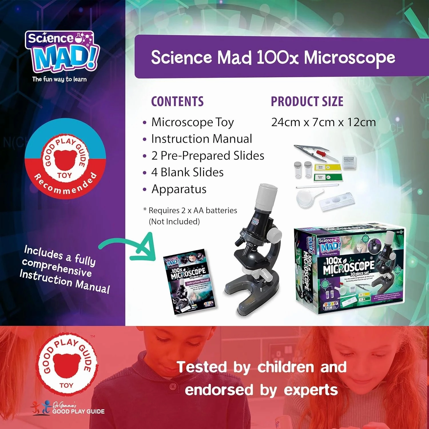 Science Mad 100x Microscope - 30 Piece Set