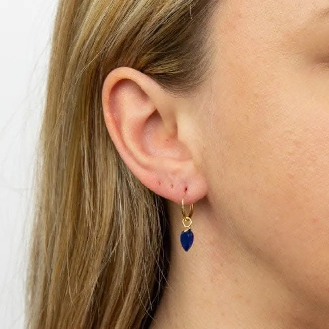 September Yellow Gold Plated Birthstone  Chalcedony Stone Hoop Charm Earring Y2669 Beginnings Jewellery