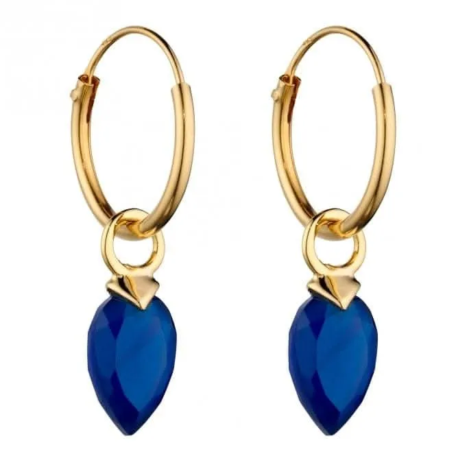 September Yellow Gold Plated Birthstone  Chalcedony Stone Hoop Charm Earring Y2669 Beginnings Jewellery