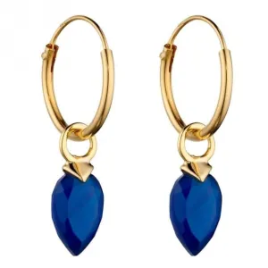 September Yellow Gold Plated Birthstone  Chalcedony Stone Hoop Charm Earring Y2669 Beginnings Jewellery