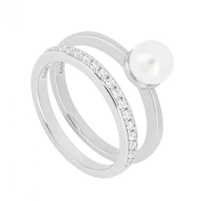 Shell Pearl and Zirconia Eternity Stacking Ring Diamonfire Jewellery