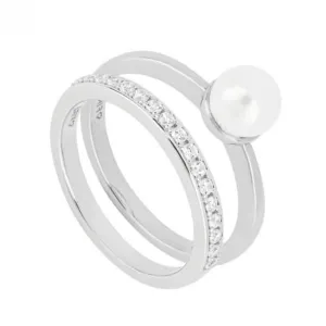 Shell Pearl and Zirconia Eternity Stacking Ring Diamonfire Jewellery