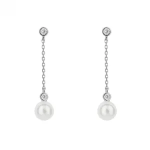 Shell Pearl Chain Drop Zirconia Earrings E6184 Diamonfire Jewellery