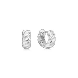 Silver Bold Texture Small Huggie Hoop Earrings E063-06H Ania Haie Jewellery