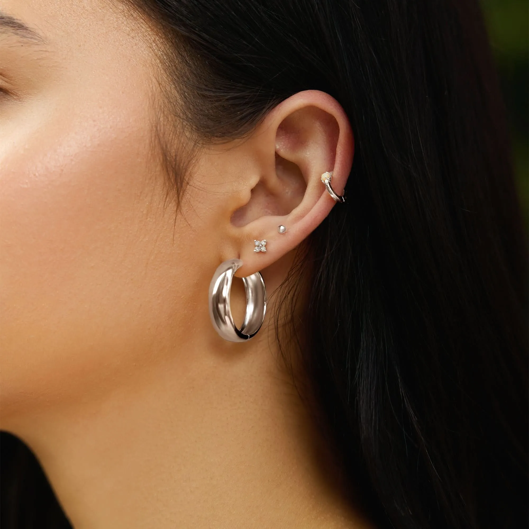 Silver Chubby Large Huggie Hoop Earrings E064-08H Ania Haie Jewellery