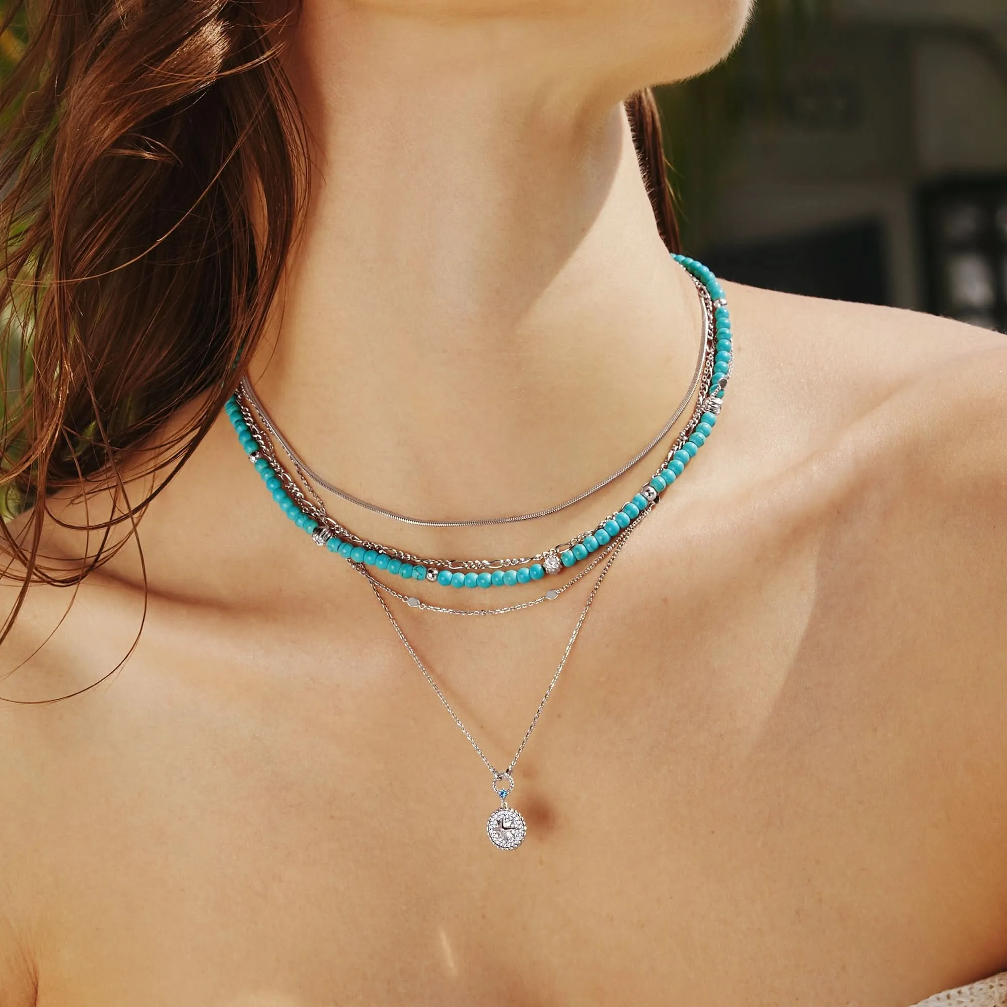 Silver Eight-Pointed Star Signet Necklace N063-05H Ania Haie Jewellery