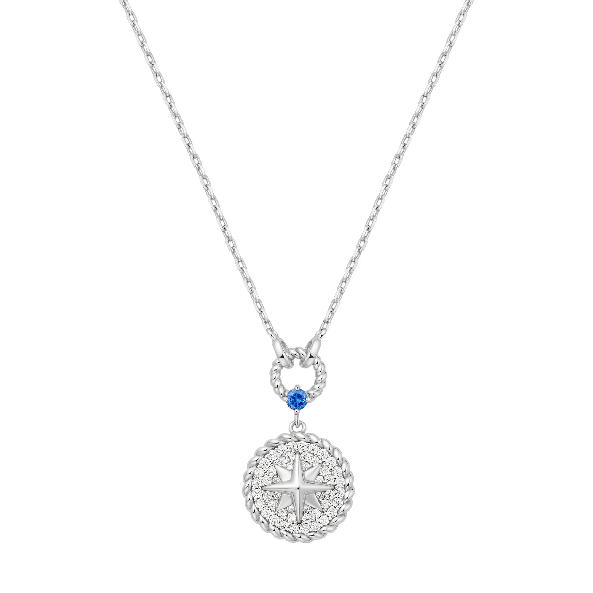 Silver Eight-Pointed Star Signet Necklace N063-05H Ania Haie Jewellery