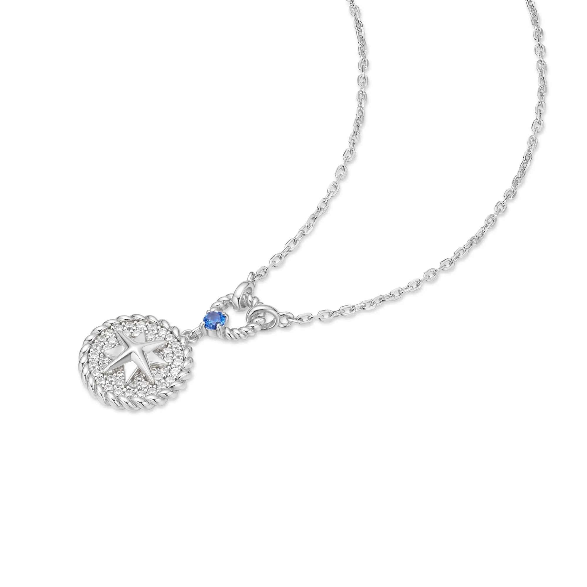 Silver Eight-Pointed Star Signet Necklace N063-05H Ania Haie Jewellery