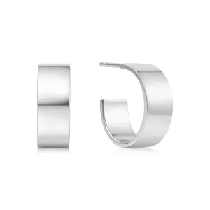 Silver Flat Medium Hoop Earrings E062-04H Ania Haie Jewellery