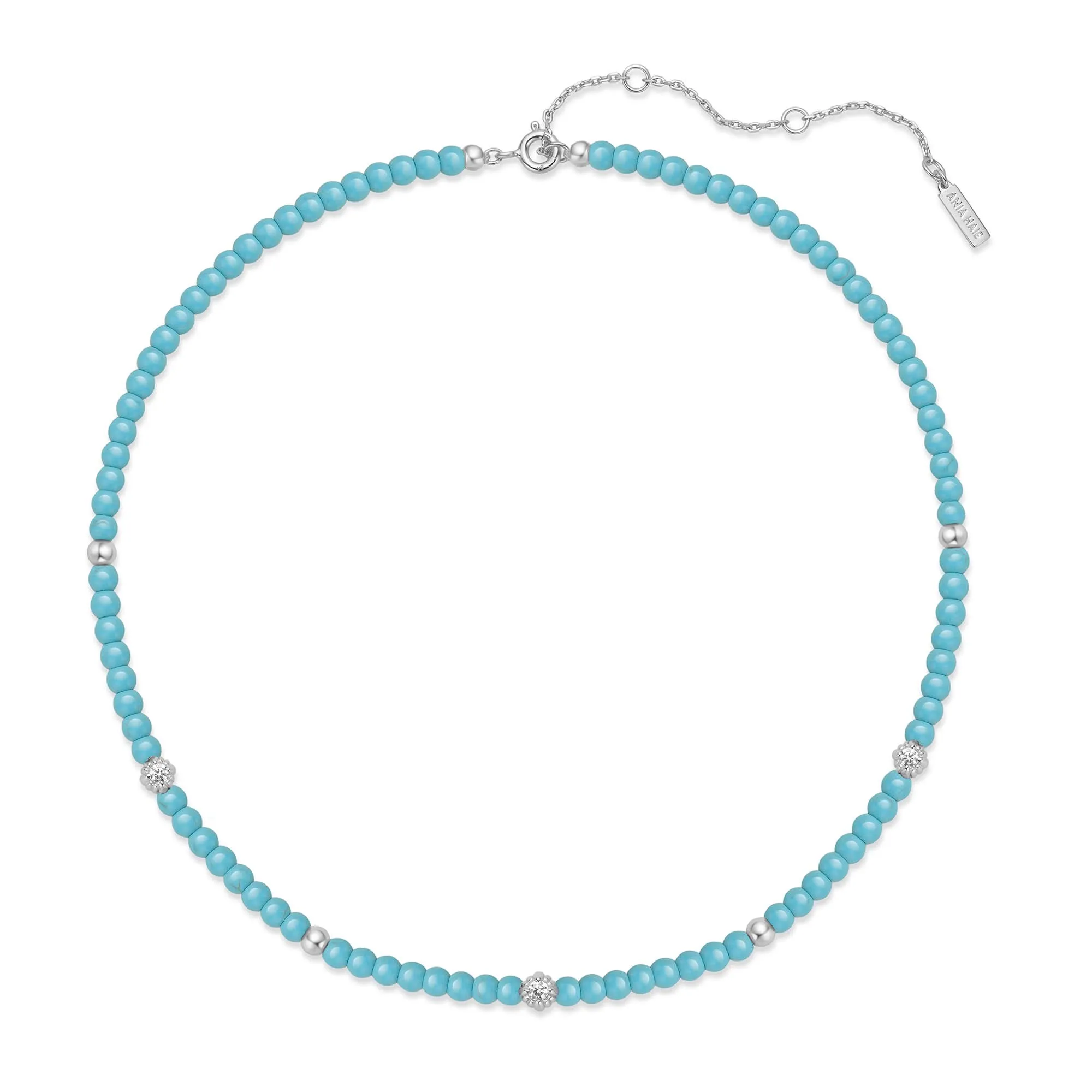 Silver Lab Created Turquoise Necklace N063-03H Ania Haie Jewellery