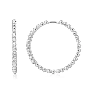 Silver Large Claw Sphere Beaded Hoop Earrings E065-05H Ania Haie Jewellery
