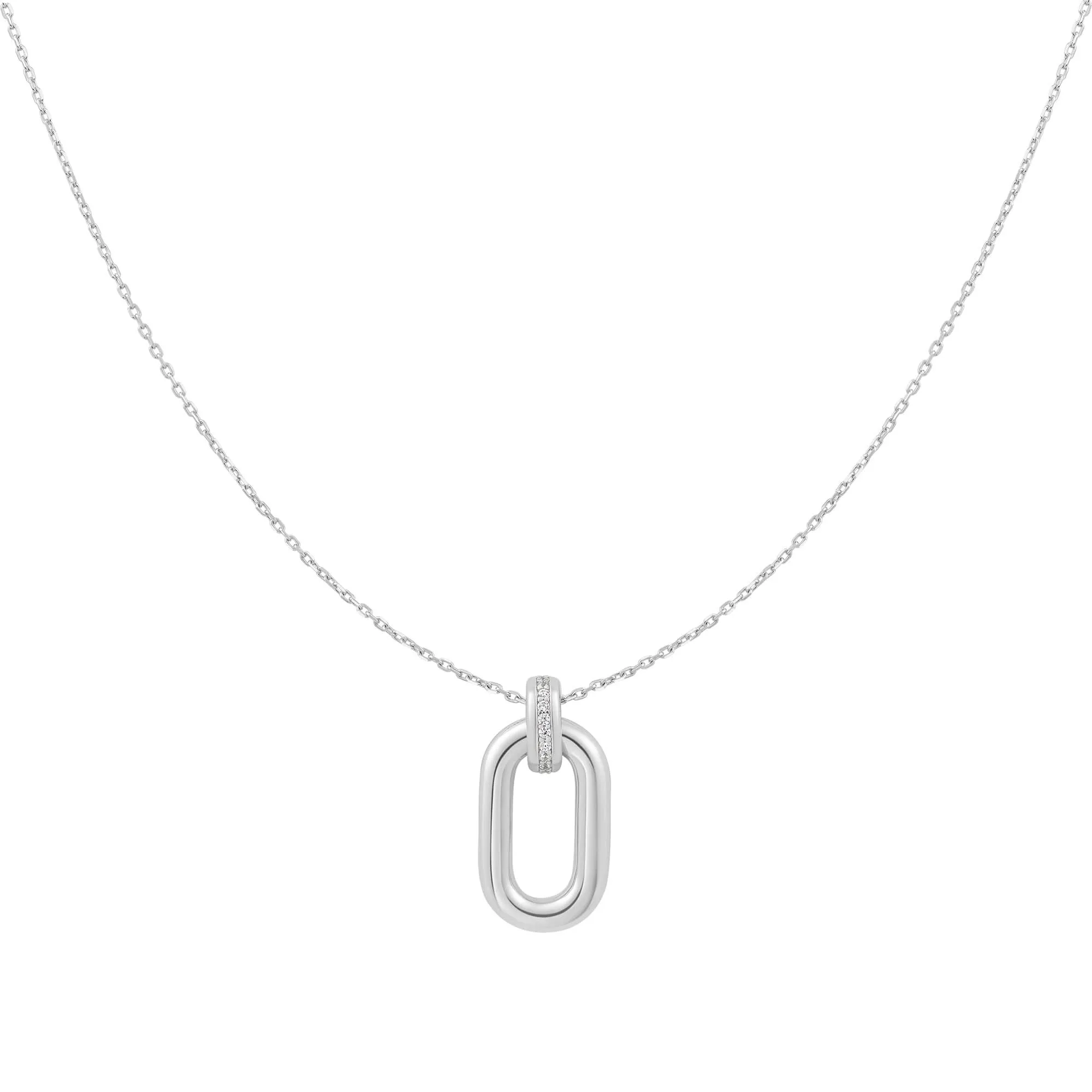 Silver Oval Hoop Pendant Necklace N062-01H Ania Haie Jewellery
