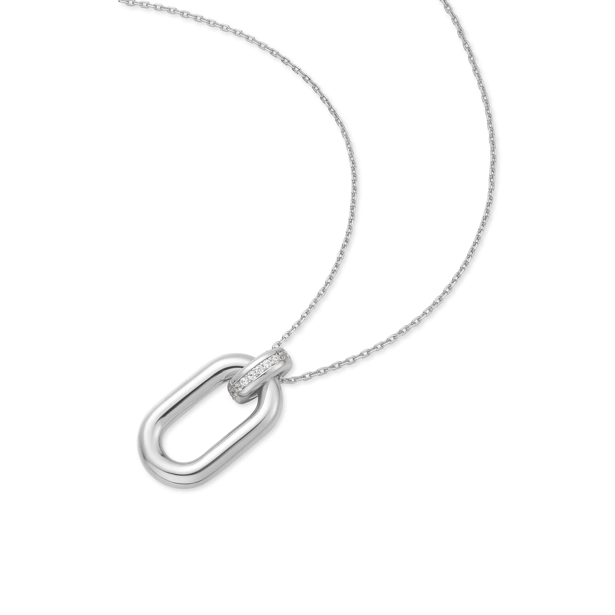 Silver Oval Hoop Pendant Necklace N062-01H Ania Haie Jewellery