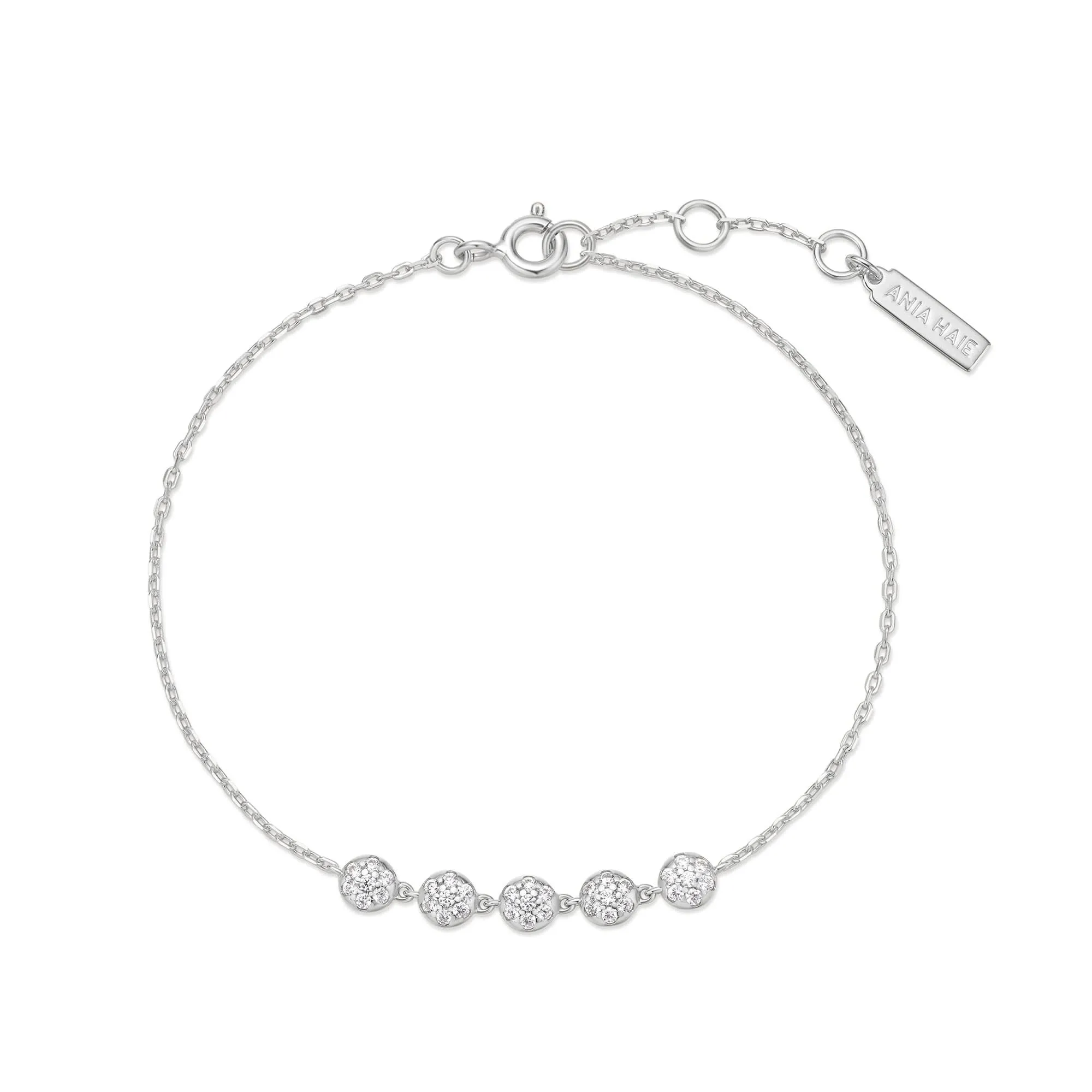 Silver Pavé Multi Beaded Chain Bracelet B065-04H Ania Haie Jewellery