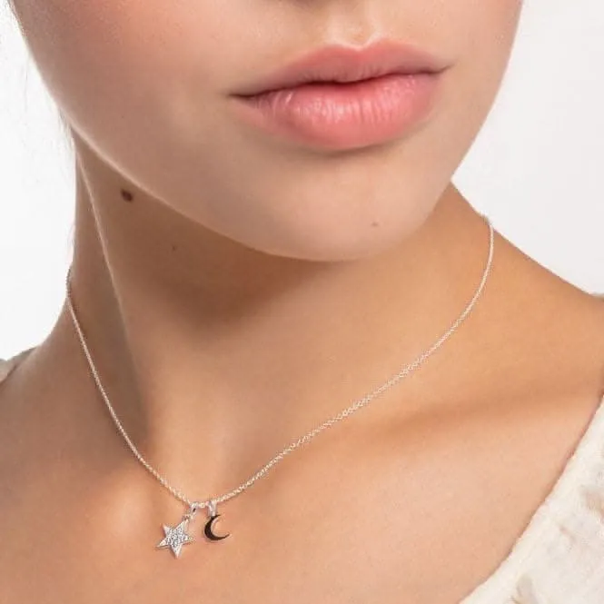 Silver Star & Moon Necklace 45cm KE2068-051-14-L45v Thomas Sabo Necklaces