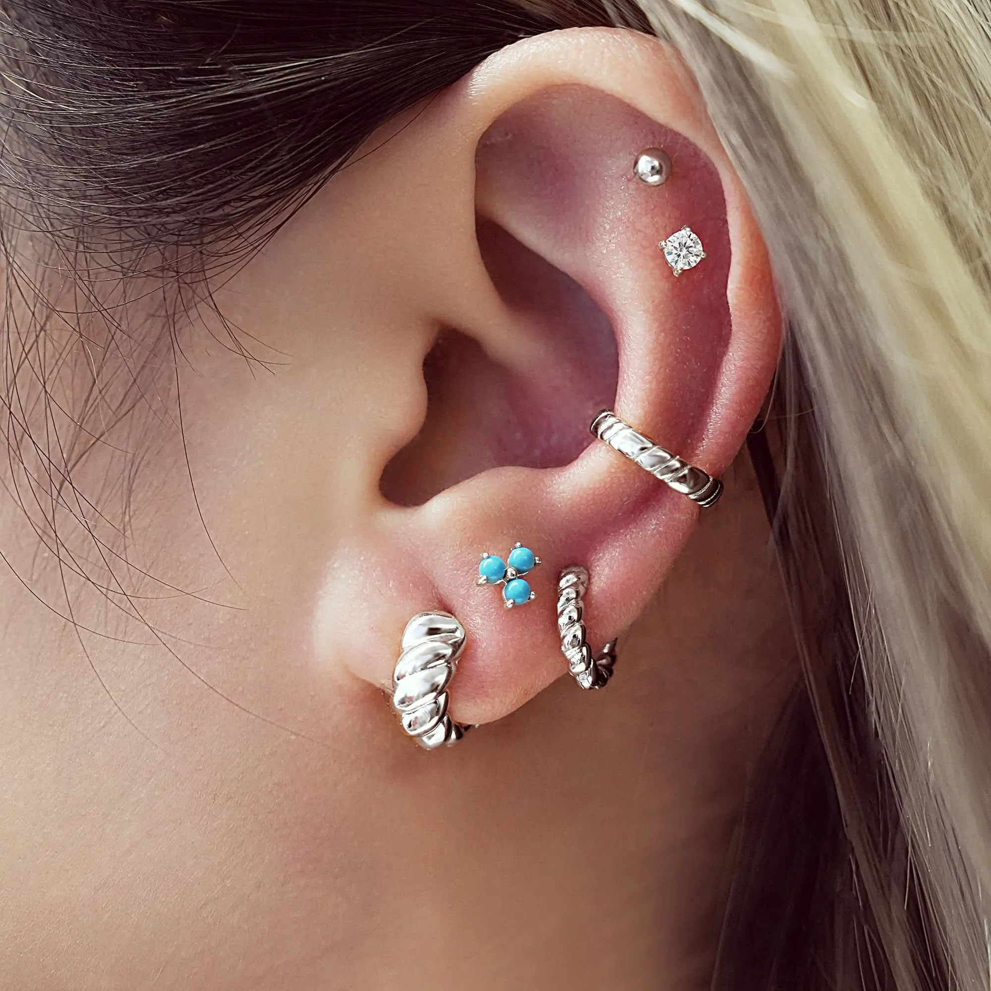 Silver Texture Small Huggie Hoop Earrings E063-03H Ania Haie Jewellery