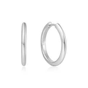 Silver Tube Medium Hoop Earrings E062-03H Ania Haie Jewellery