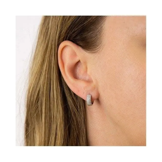 Small Wide Pave Huggies Earrings E6060 Diamonfire Jewellery