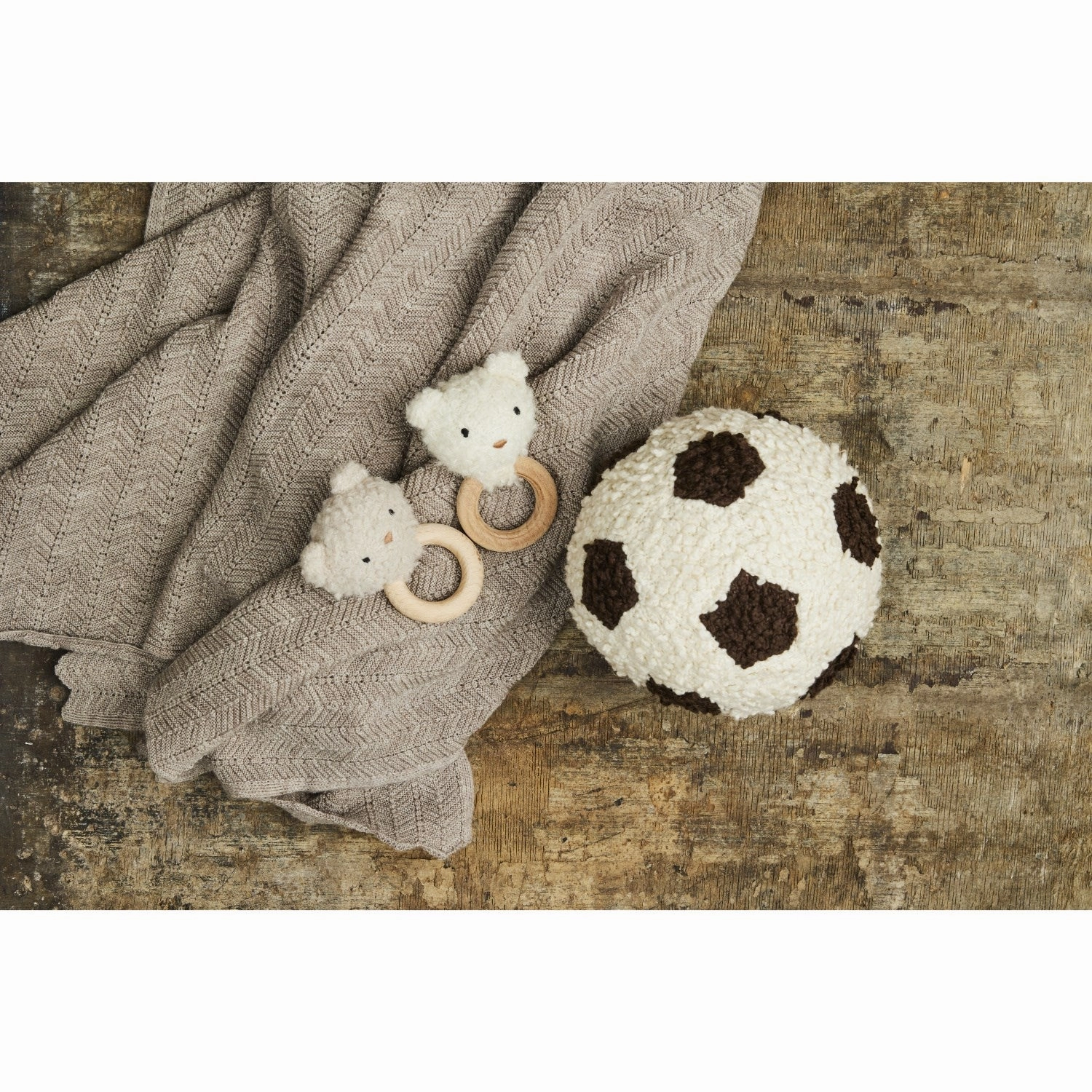 Smallstuff Off White/ Brown Knitted Football Boucl
