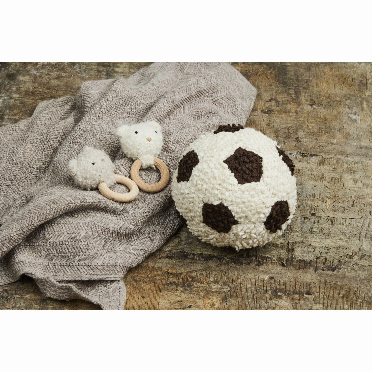 Smallstuff Off White/ Brown Knitted Football Boucl