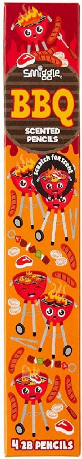 SMIGGLE BBQ Scented Pencil Pack X4 Scented HB Wooden With Eraser Top