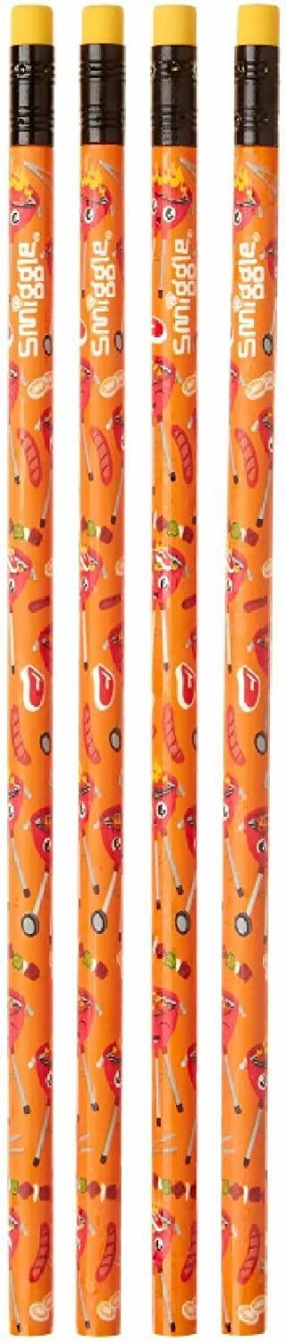 SMIGGLE BBQ Scented Pencil Pack X4 Scented HB Wooden With Eraser Top