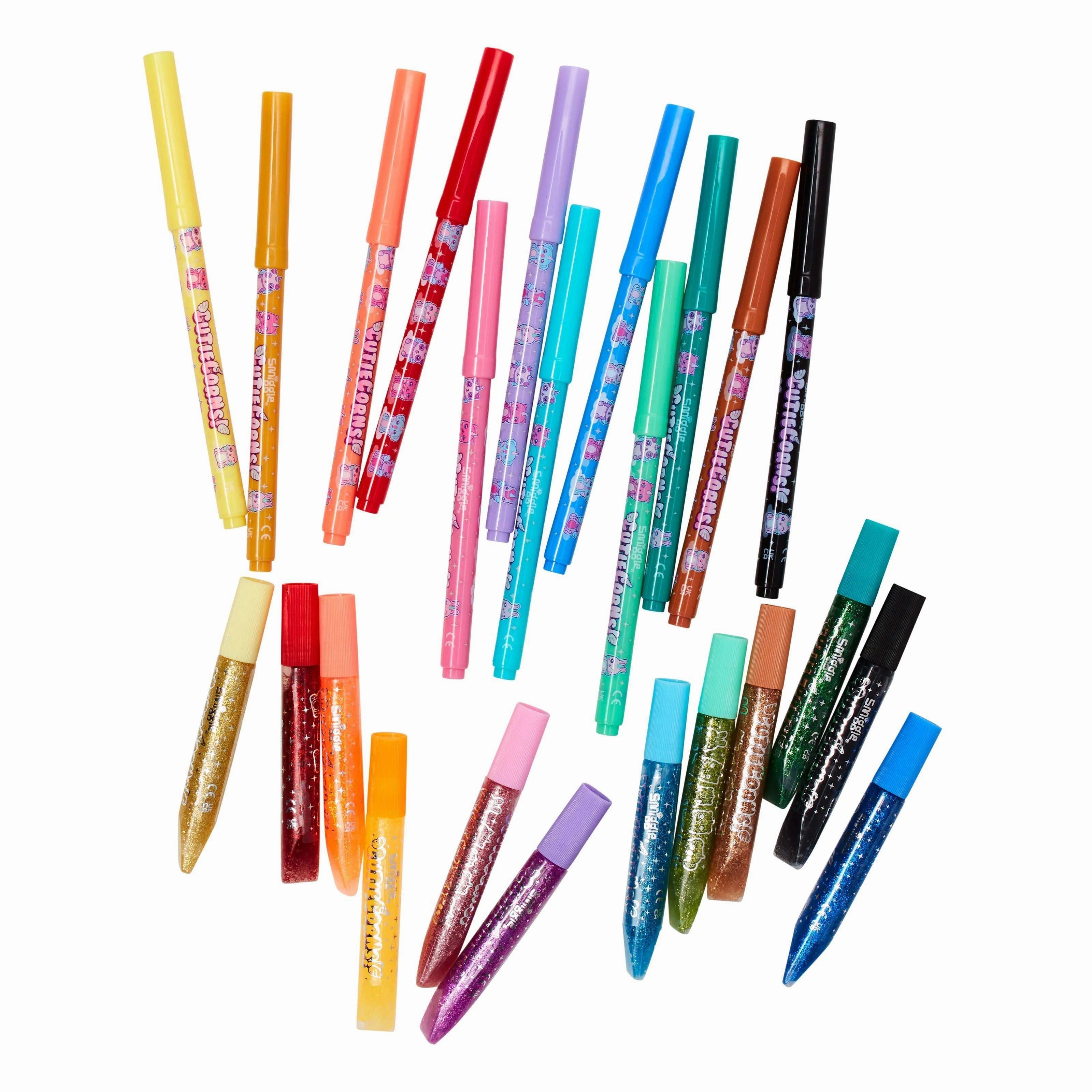 SMIGGLE Cutiecorns Scented Marker And Glitter Glue Pack - Colour Mix