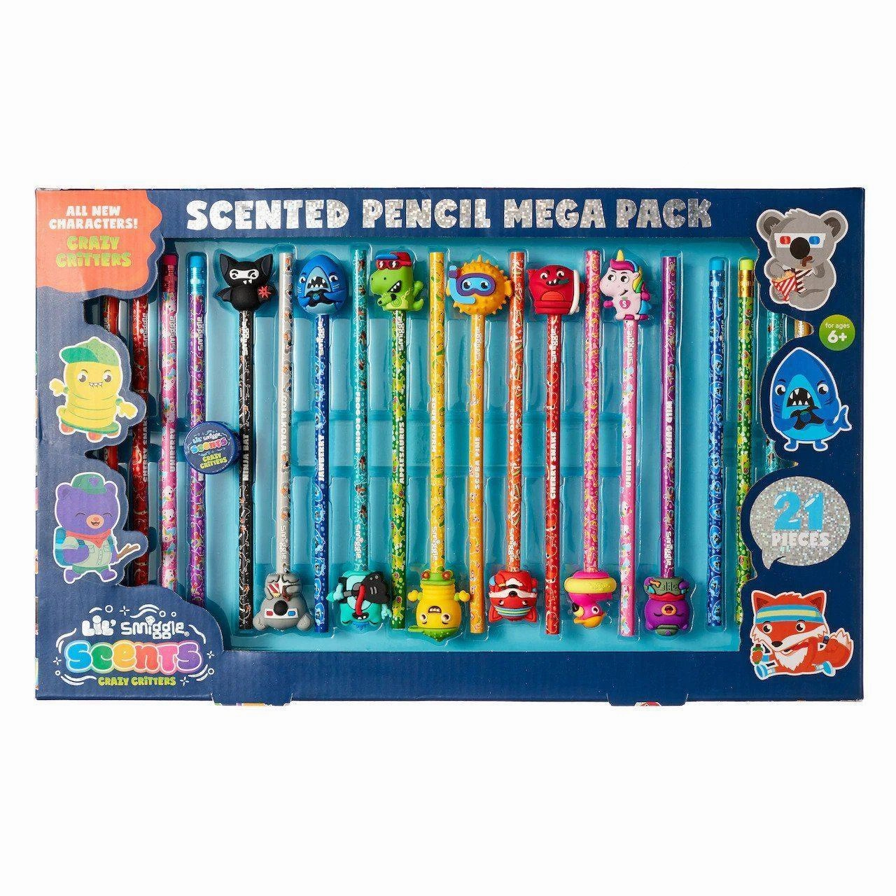 SMIGGLE Lil' Scent Crazy Critters Scented Pencil Mega Pack X21