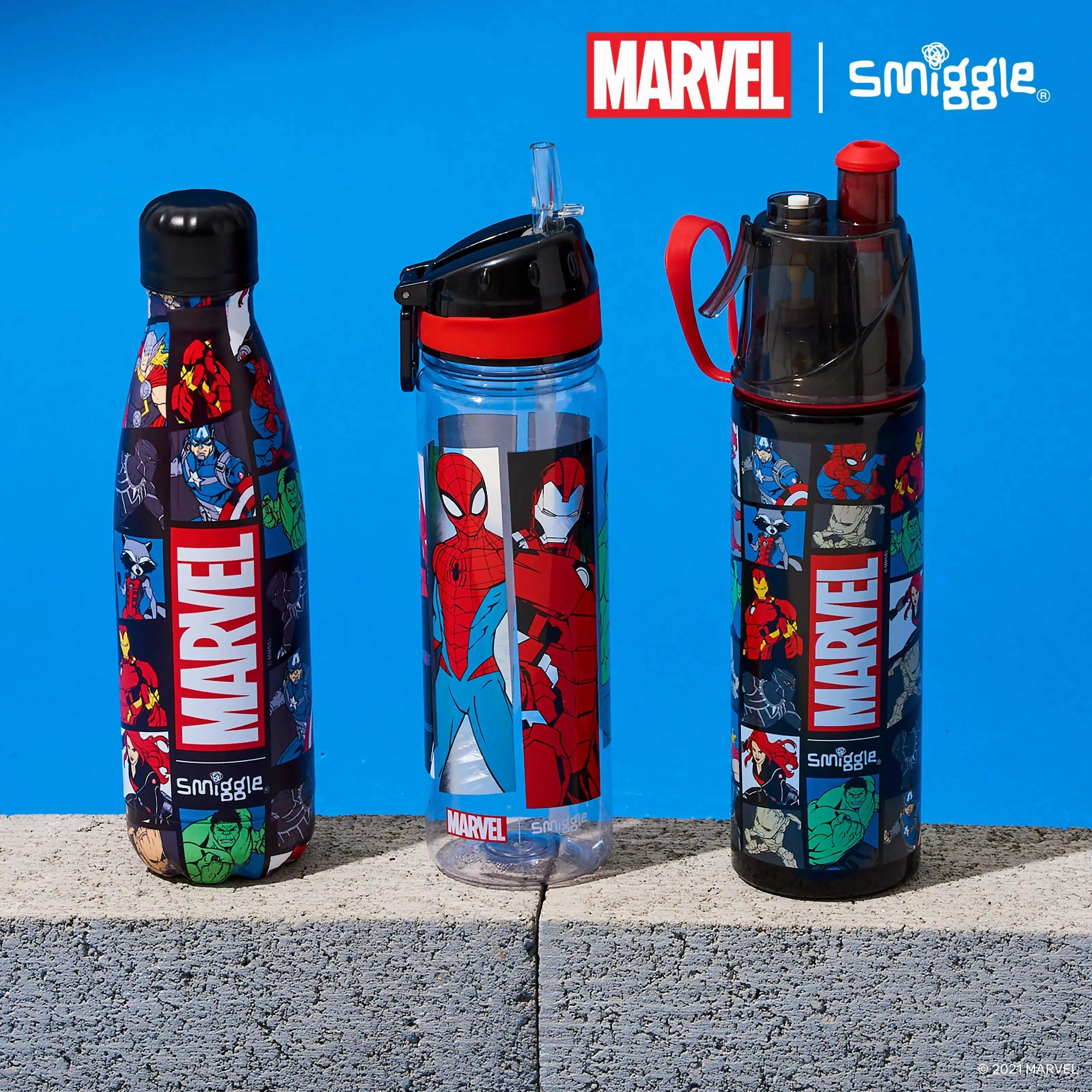 SMIGGLE Marvel Insulated Stainless Steel Spritz Drink Bottle 500Ml