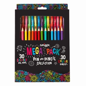 SMIGGLE Mega Pack Scented Gel Pen & Pencil Collection X60 - Colour Mix