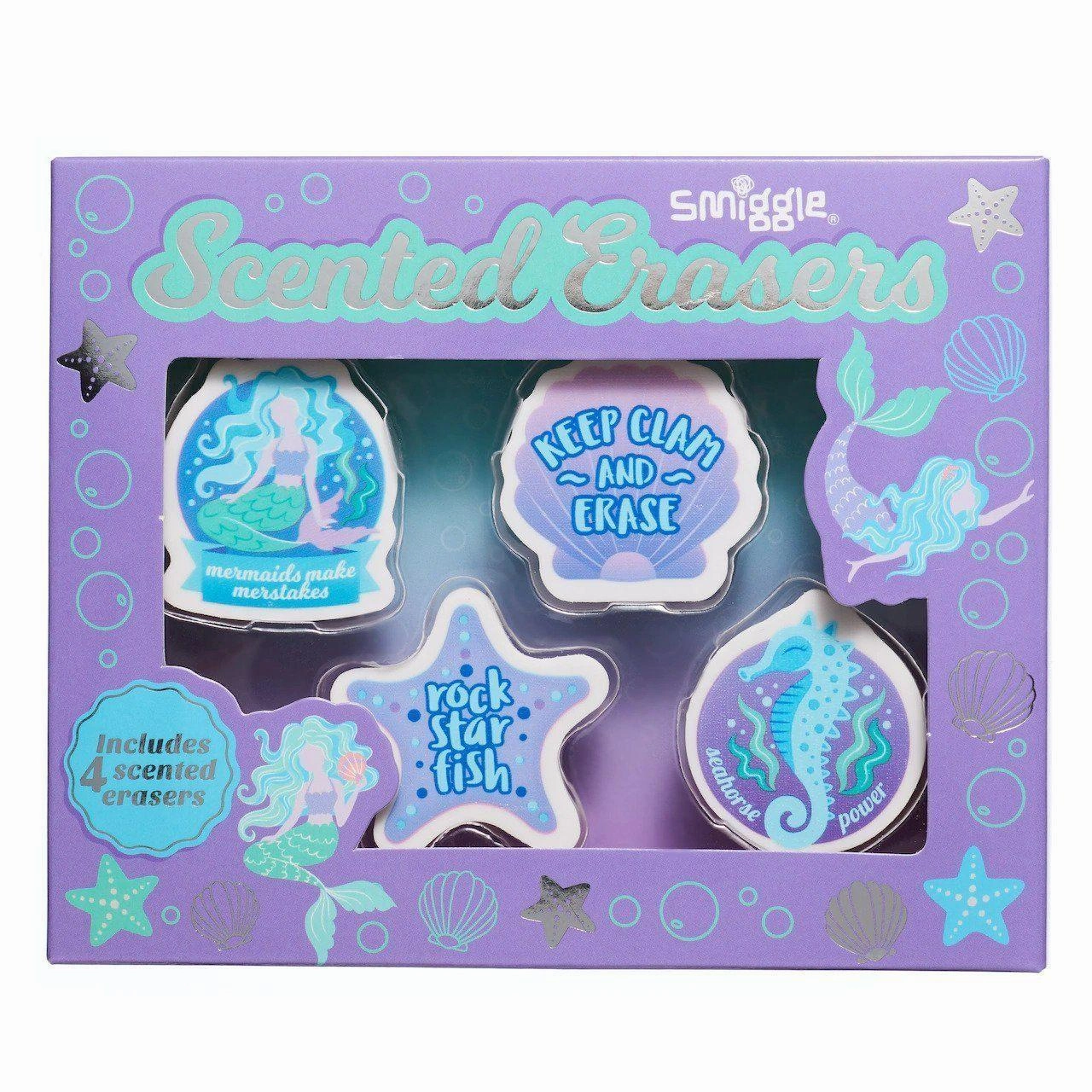 SMIGGLE Mermaid Scented Erasers Box 4 Pieces