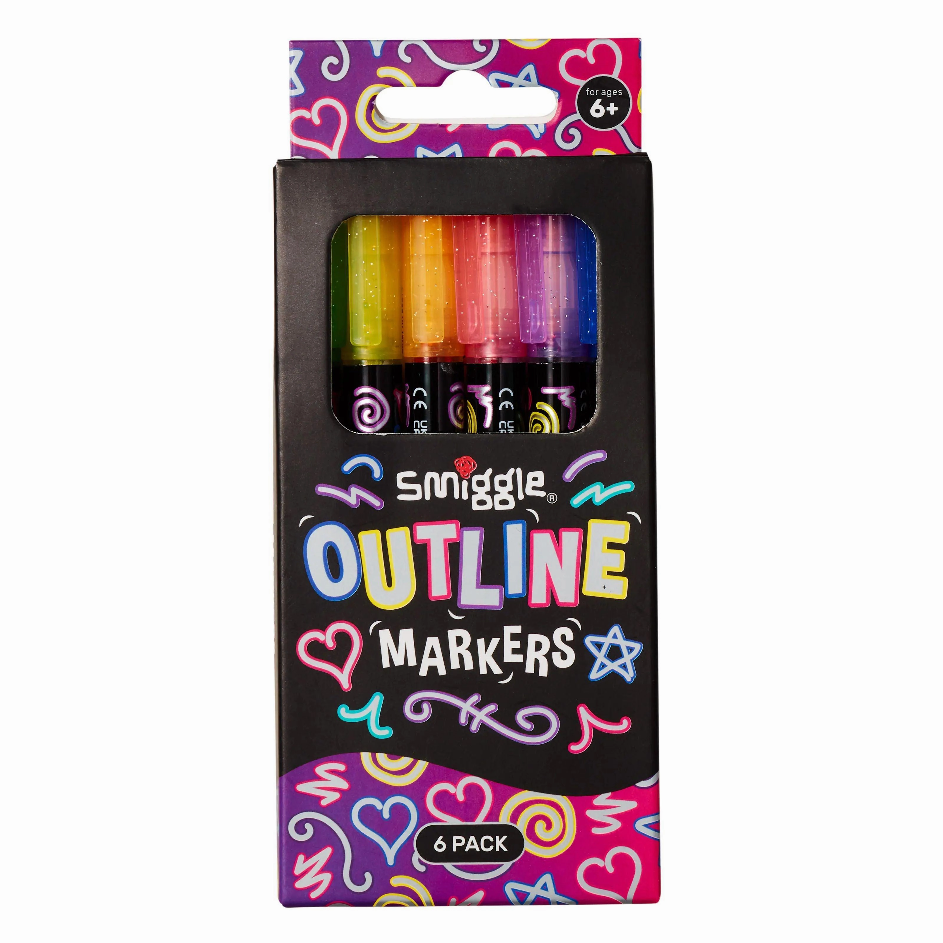 SMIGGLE Outline Marker Pack X6