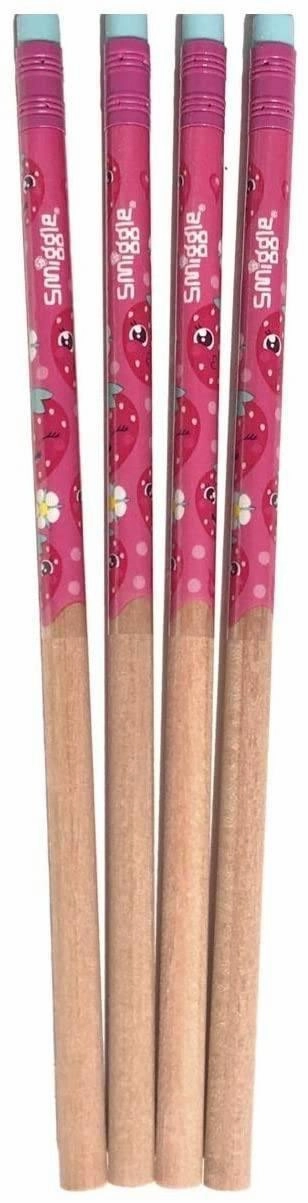 SMIGGLE Pencils x 4 Pack Scented Pencils With Eraser Top - Berry Nice Scratch & Scent