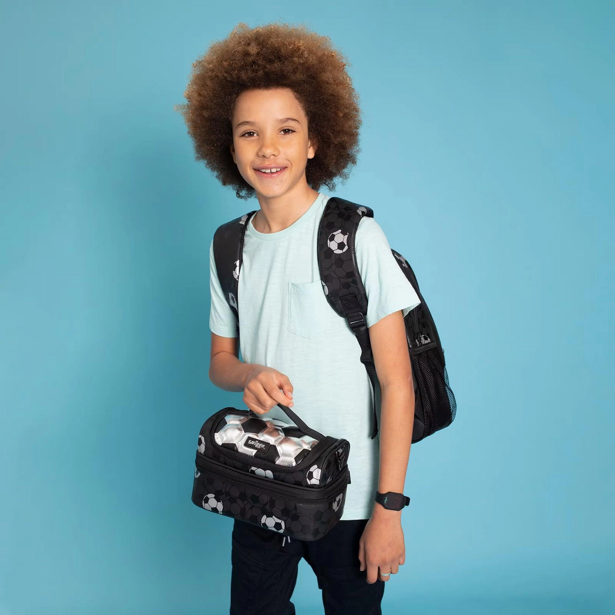 SMIGGLE Striker Double Decker Lunchbox With Strap - Silver