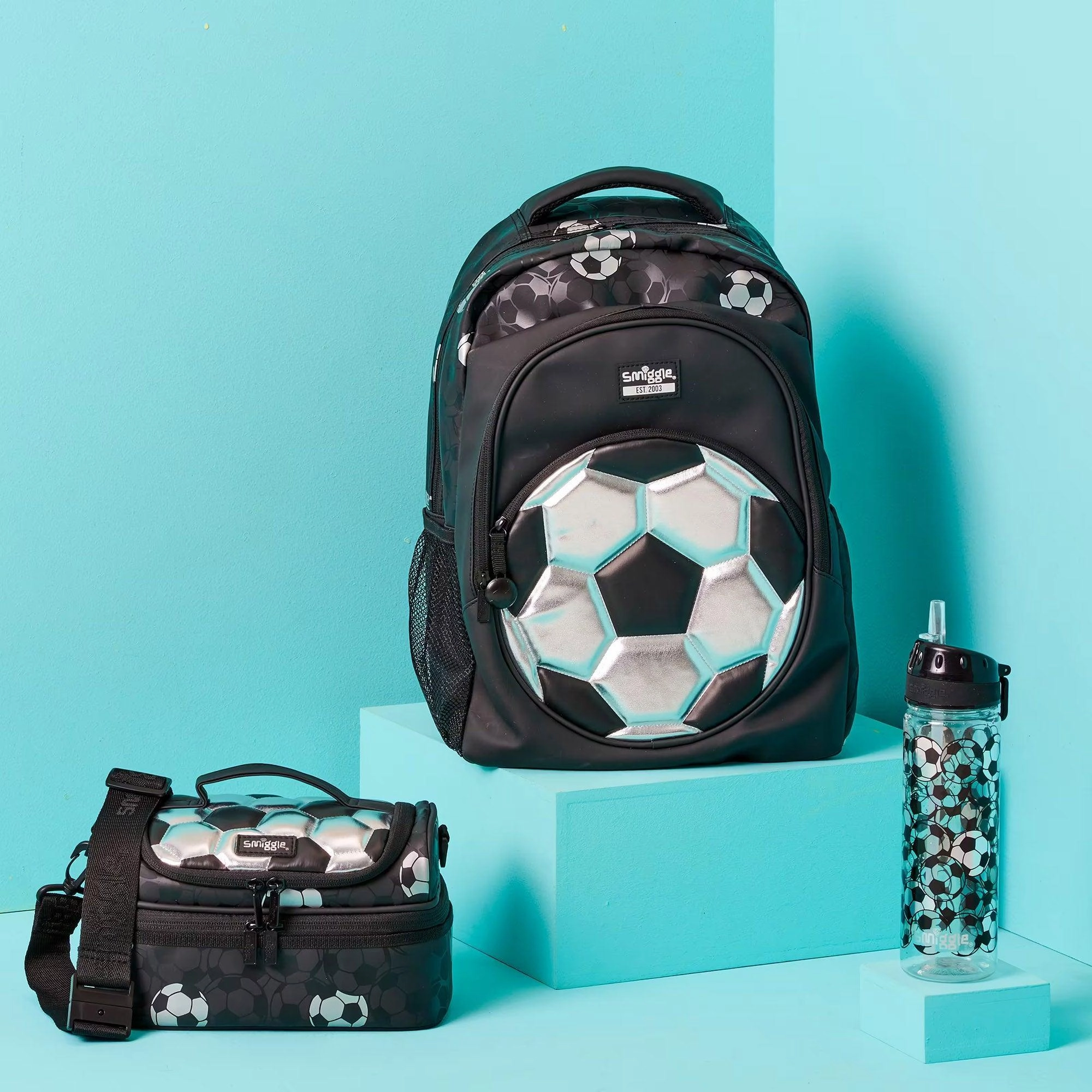 SMIGGLE Striker Double Decker Lunchbox With Strap - Silver