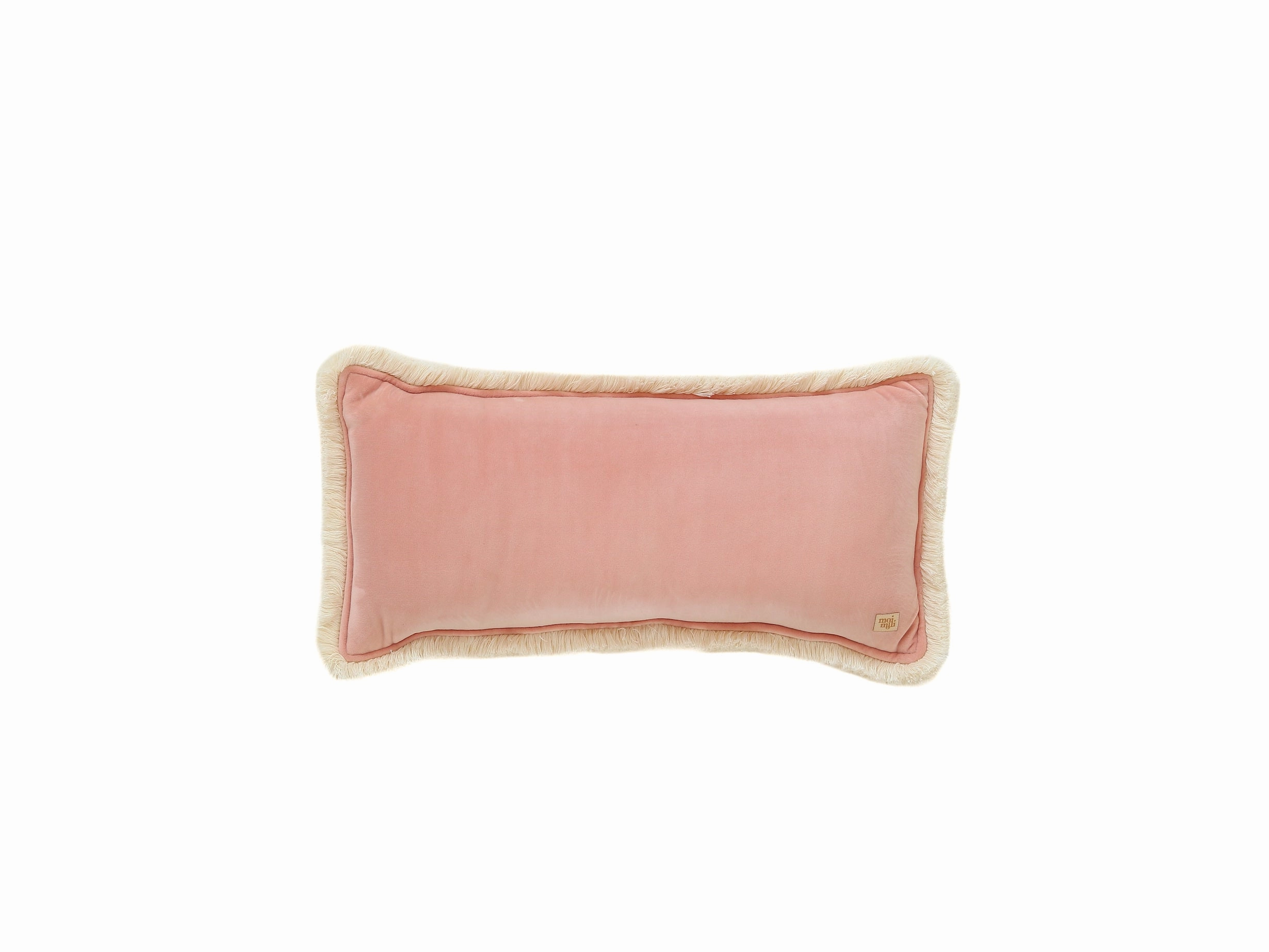 Soft Velvet "Apricot" Bolster Pillow with Fringe
