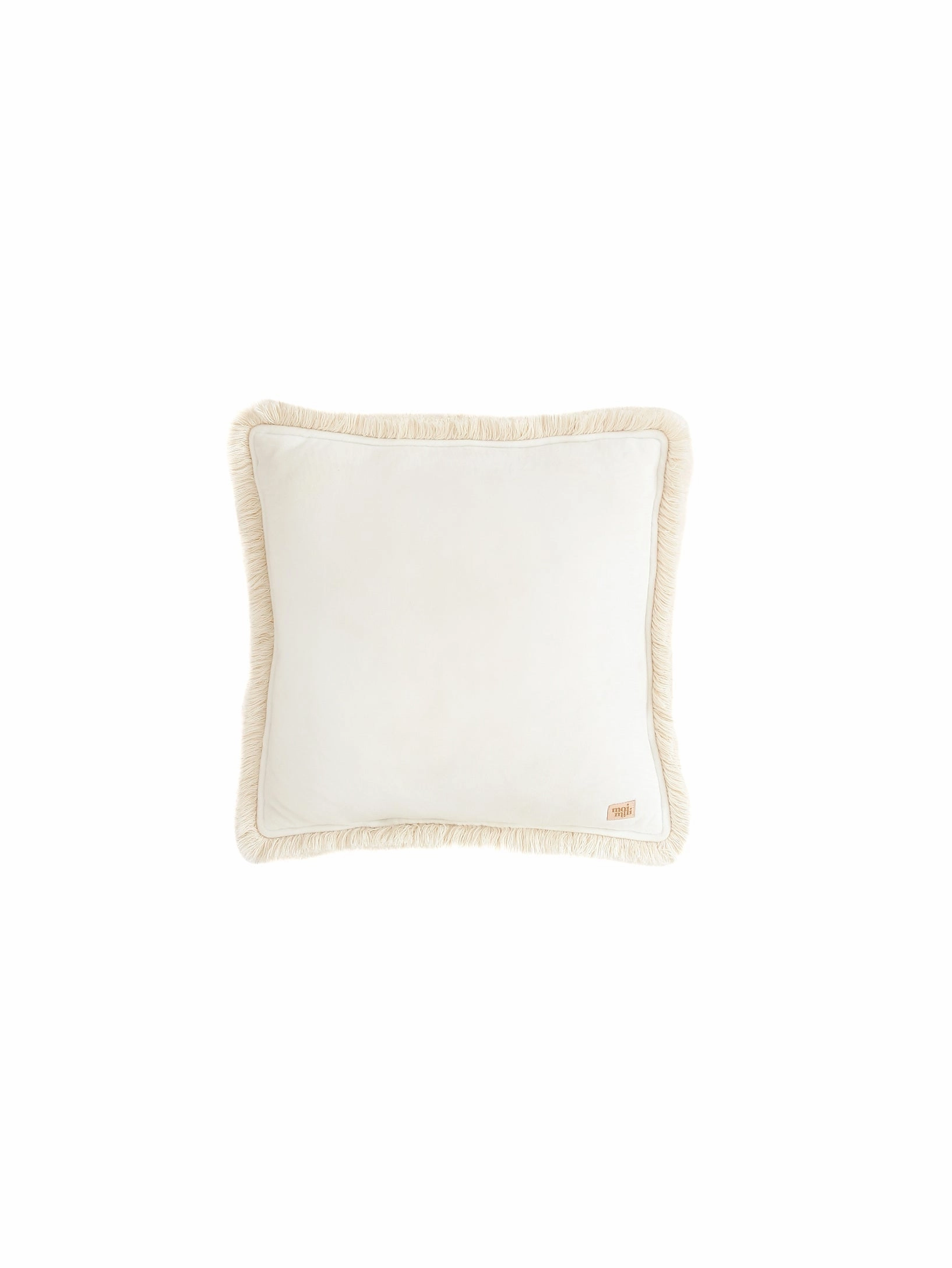 Soft Velvet "White" Pillow with Fringe