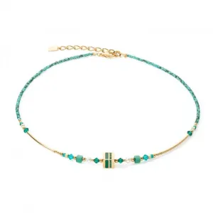 Square Stripes Green-Gold Necklace 4355/10-0516 Coeur De Lion Jewellery