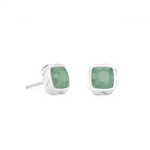 Stainless Steel Green Silver Ear Studs 1200/21-0517 Coeur De Lion Jewellery