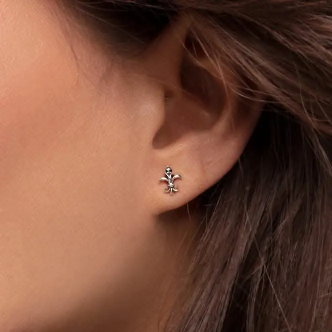 Sterling Silver Black Fleur-De-Lis Ear Studs H2113-643-11 Thomas Sabo Earrings