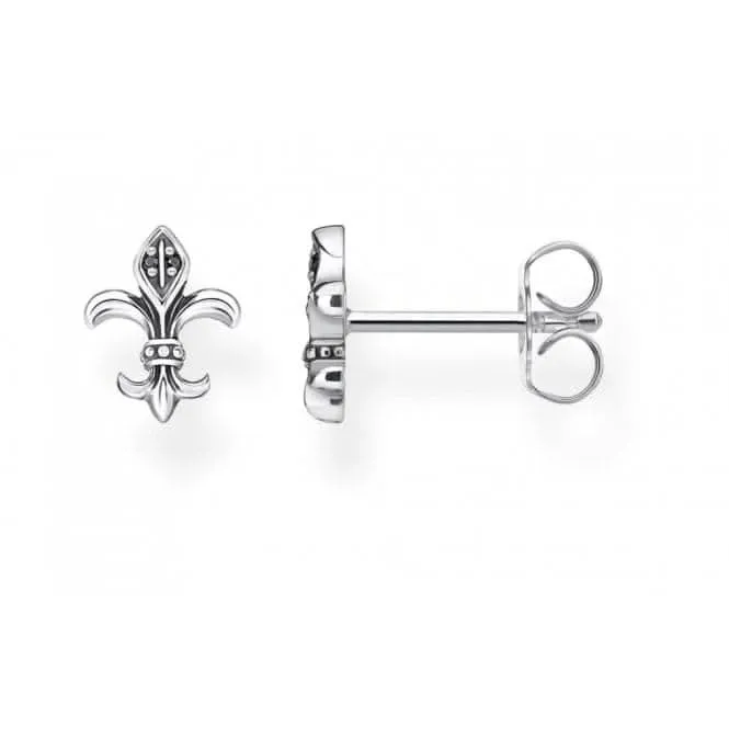 Sterling Silver Black Fleur-De-Lis Ear Studs H2113-643-11 Thomas Sabo Earrings